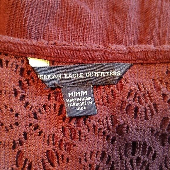 American Eagle Plum Crochet Lace Blouse Medium - Picture 4 of 5